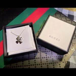 Gucci 925 Sterling silver clover charm on chain